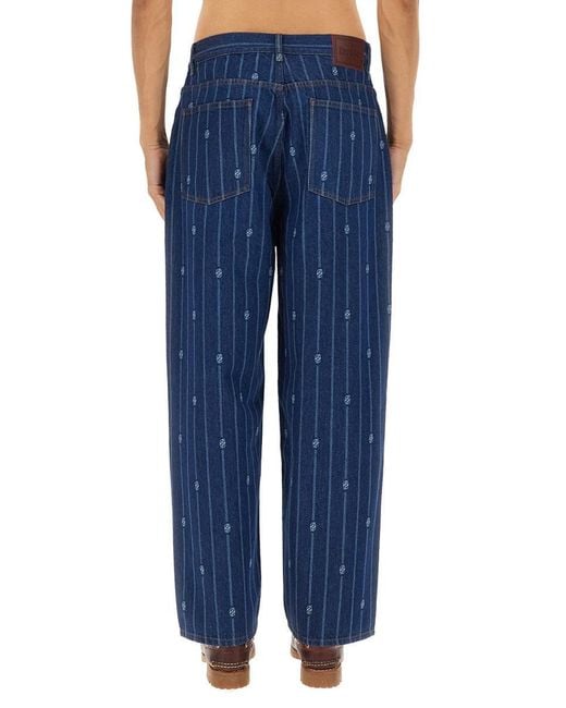 Drole de Monsieur Blue "Le Jean Baggy Monogramme" Pants for men
