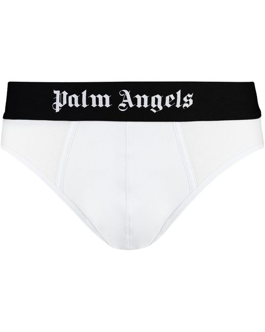 Palm Angels Black Set Of Two Cotton Briefs With Logoed Elastic Band for men