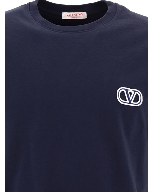 Valentino Blue T-shirt With Vlogo Signature Patch for men