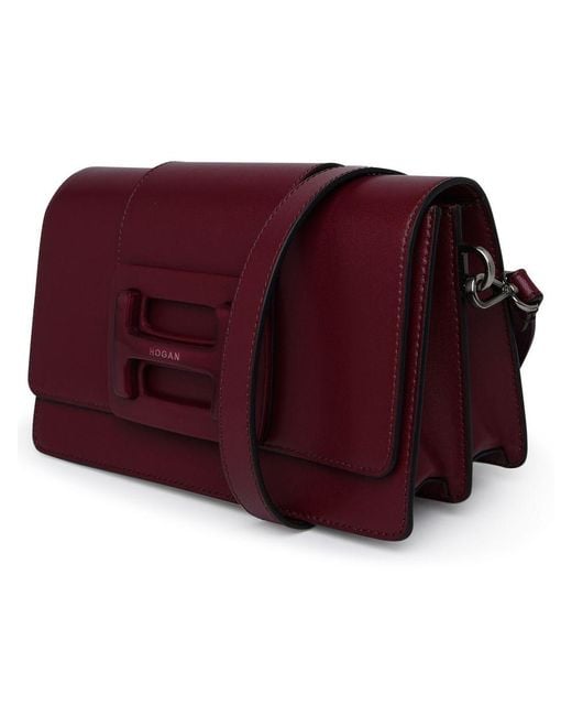 Hogan Purple Burgundy Leather H-Bag