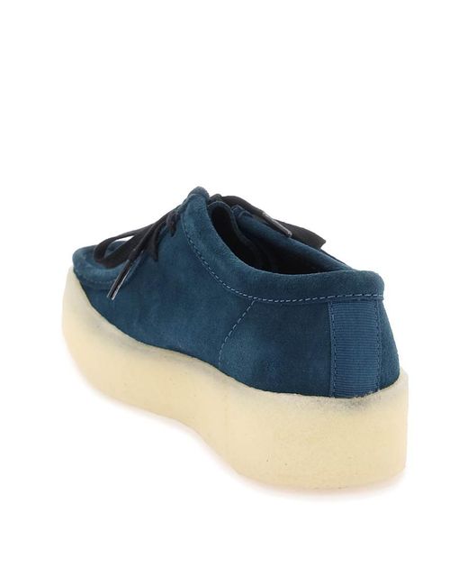 Clarks Blue Wallabee Cup Lace Up Shoes for men