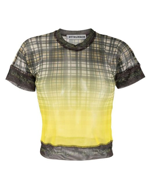 OTTOLINGER Yellow Checked Cropped T-shirt
