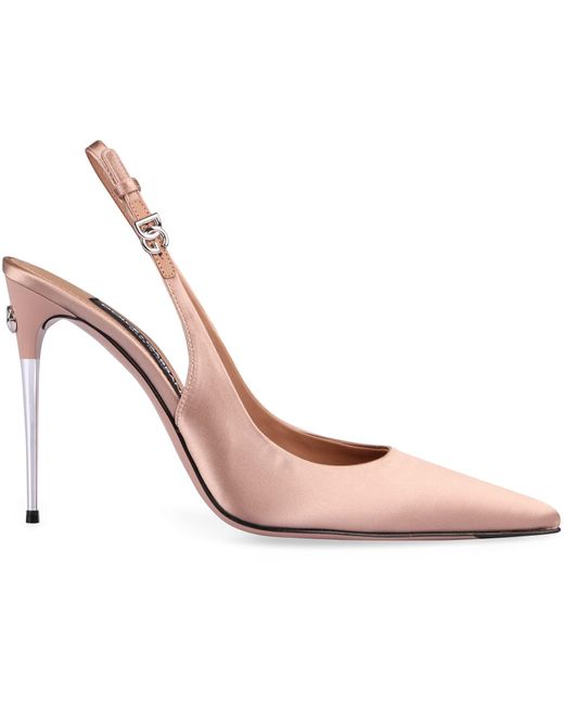 Dolce & Gabbana Pink Satin Slingback Pumps