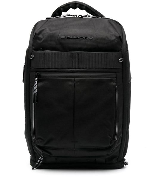 Piquadro Black Fabric Backpack 14" Pc Backpack Bags