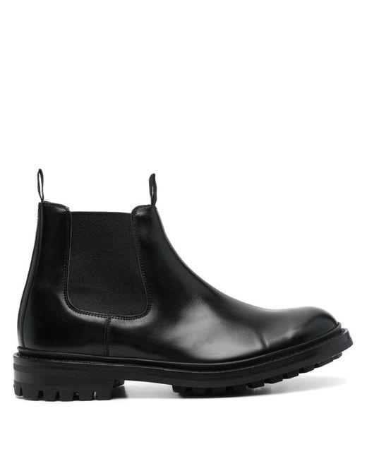 Tricker's Black Leather Commando Sole Boots for men