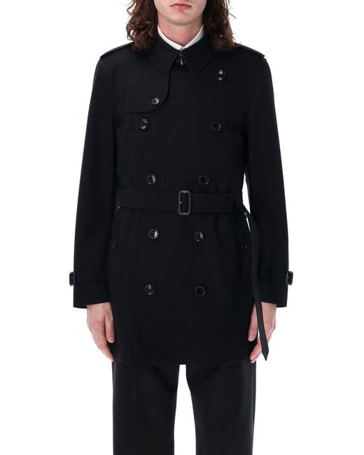 Burberry Black Short Kensington Heritage Trench Coat for men
