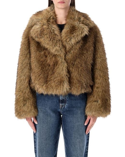 Stand Studio Brown Samara Fox Effect Faux Fur Jacket
