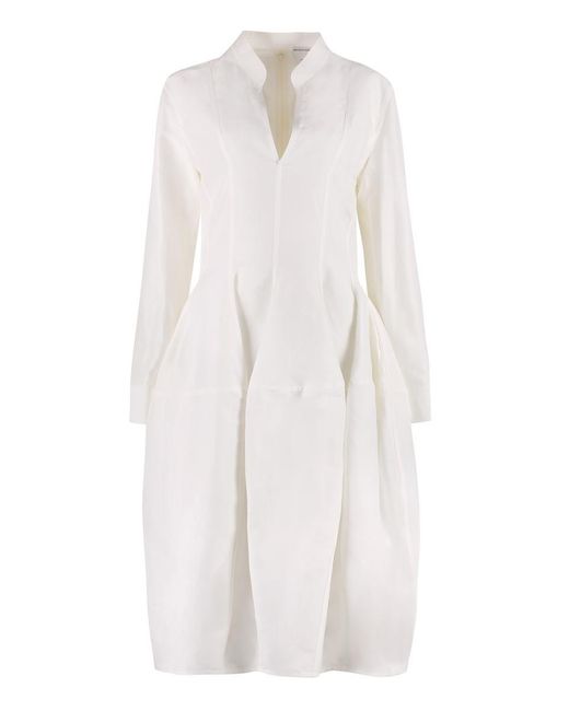 Bottega Veneta White Embellished Paneled Silk-twill Midi Dress