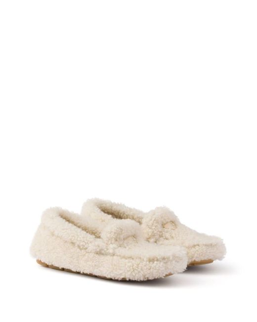 Prada Natural Shearling Driving Shoes