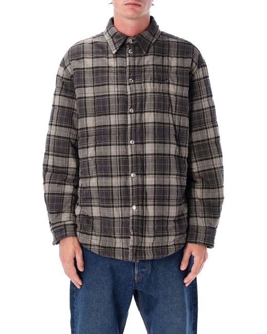 Off-White c/o Virgil Abloh Gray Padded Check Cotton Shirt Jacket With Logo for men