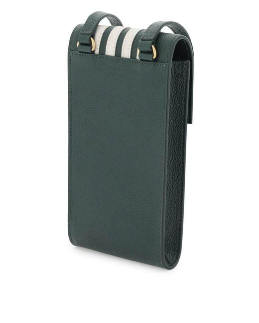 Thom Browne Green Leather Crossbody Phone Holder for men