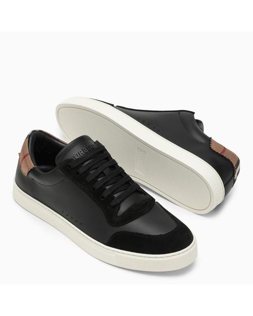 Burberry Black Trainer With Check Pattern for men