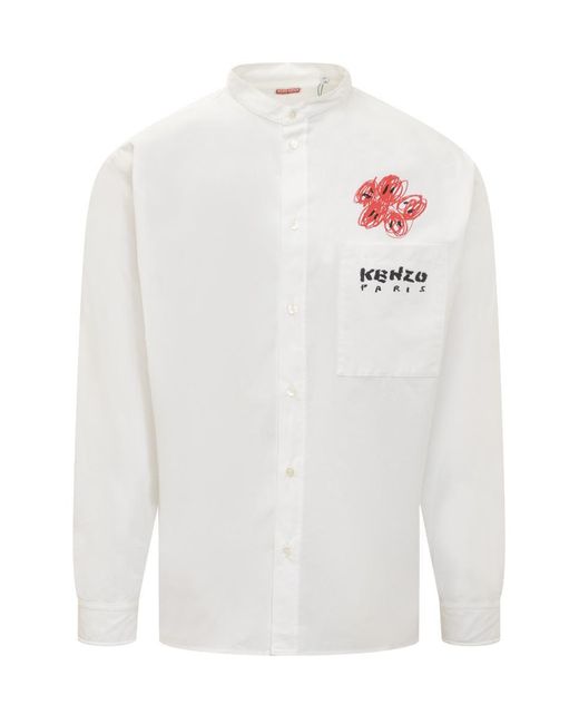 KENZO White ' Drawn Varsity' Shirt for men