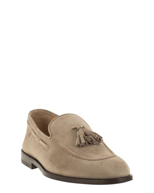 Brunello Cucinelli Multicolor Suede Moccasins With Tassels for men
