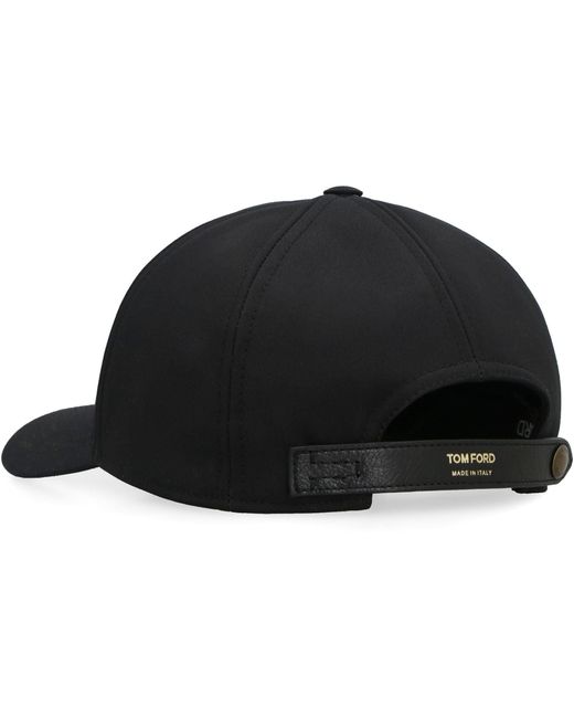 Tom Ford Black Canvas And Leather Baseball Cap for men