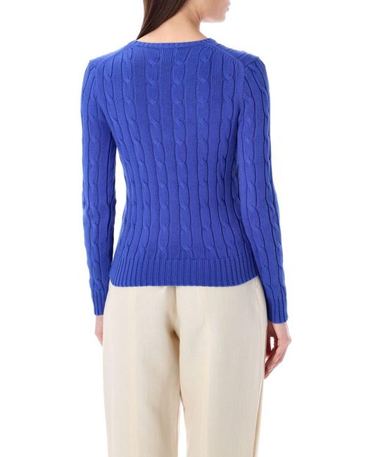 Polo Ralph Lauren Blue Cable-Knit Cotton Crewneck Sweater