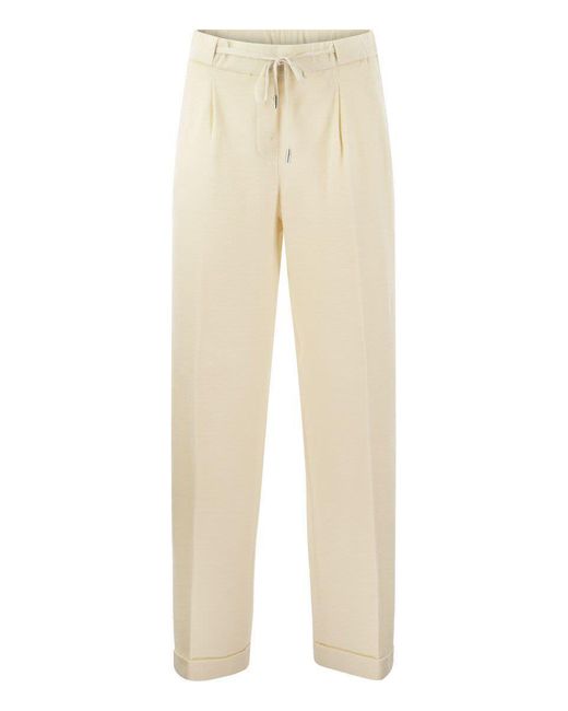Peserico Natural Cotton And Linen Trousers