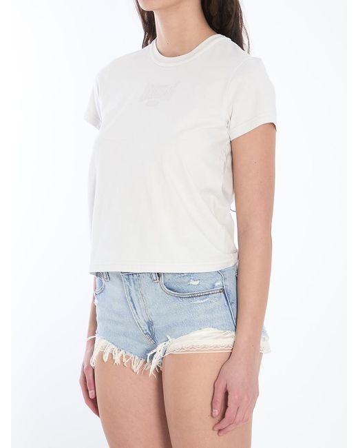 Alexander Wang White Cropped T-Shirt With Logo