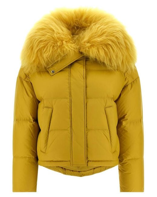 Yves Salomon Yellow Fur Insert Down Jacket