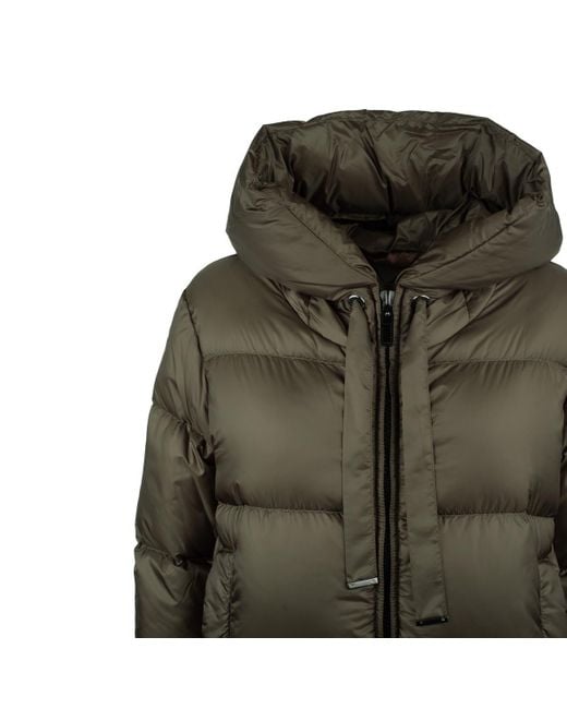 Max Mara Green Khaki Anti-Drip Canvas Down Jacket