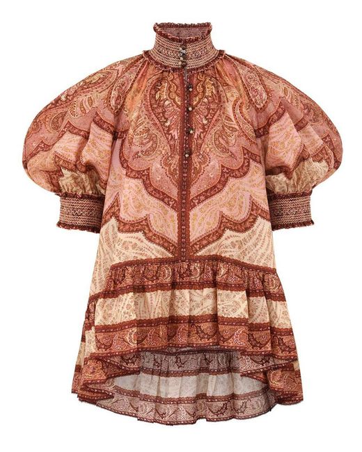 Zimmermann Pink "Wanderlust" Ruffle Blouse