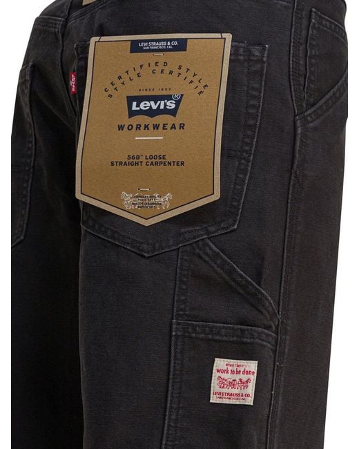 Levi's Black "Carpenter 568 Loose Straight" Jeans for men