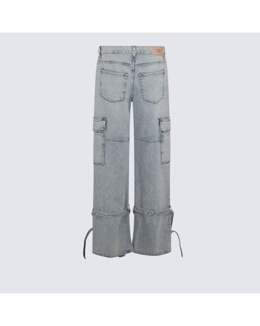 7 For All Mankind Gray Light Blue Cotton Jeans