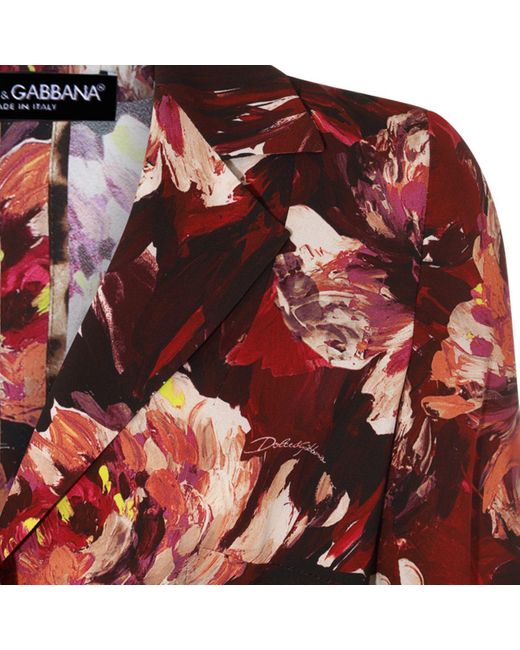 Dolce & Gabbana Red Dark Multicolour Viscose Blend Blazer