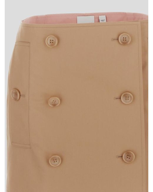 Burberry Natural Double-Button Mini Skirt