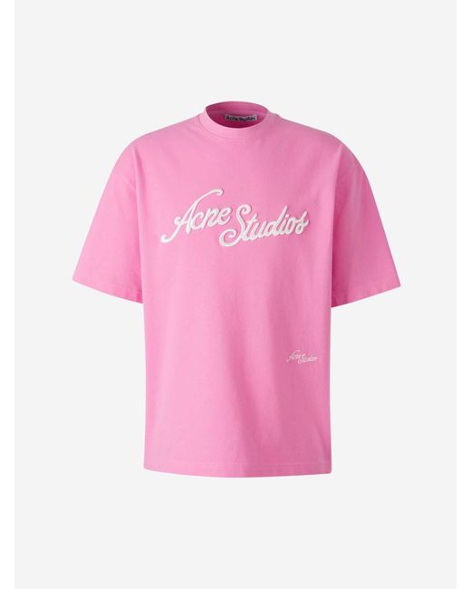 Acne Pink Vintage Logo T-Shirt for men