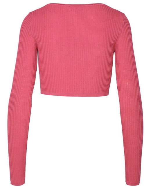 Blumarine Pink Fuchsia Viscose Blend Cropped Sweater