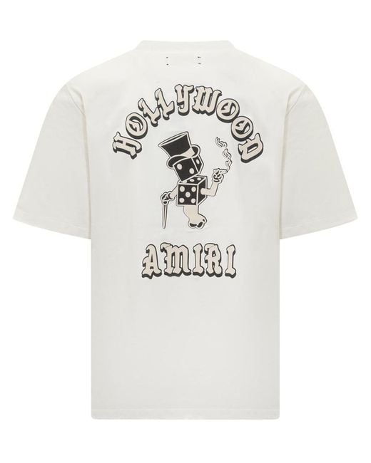 Amiri White T-Shirt With Hollywood Print for men