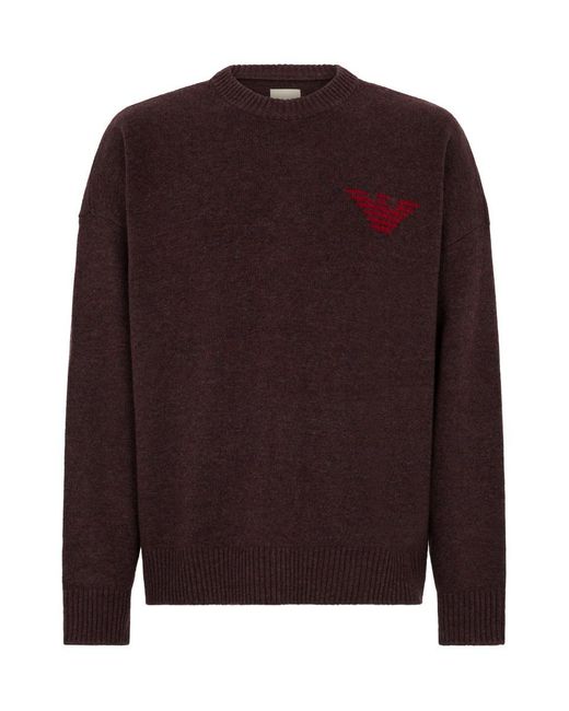 Emporio Armani Brown Wool Blend Pullover for men