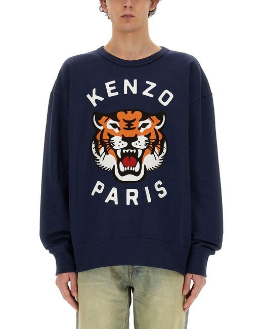 KENZO Blue "Lucky Tiger" Sweatshirt for men