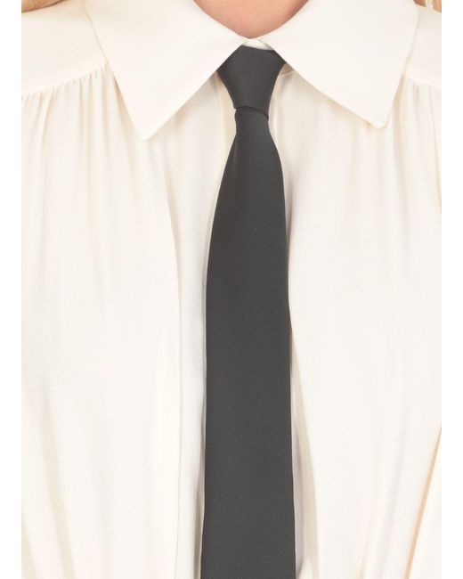 Elisabetta Franchi Black Crepe And Viscose Combination Suit With Tie