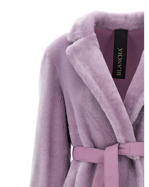 Blancha Purple Long Fur Coat