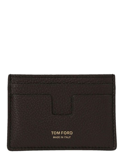 Tom Ford Black Logo Print Card Holder for men