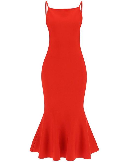 Alexander McQueen Red Knit Midi Dress