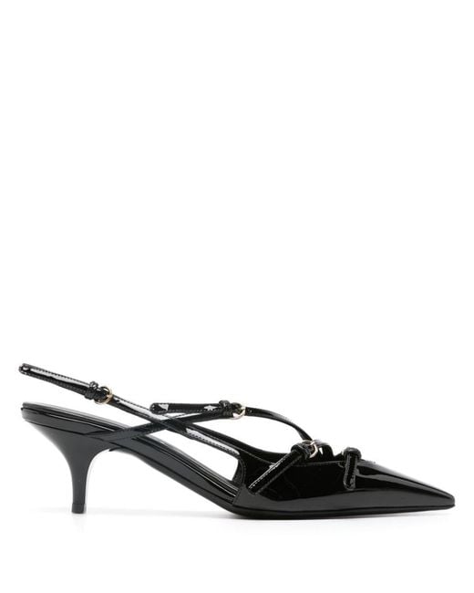 Miu Miu Black Patent Leather Slingbacks With Buckles Shoes