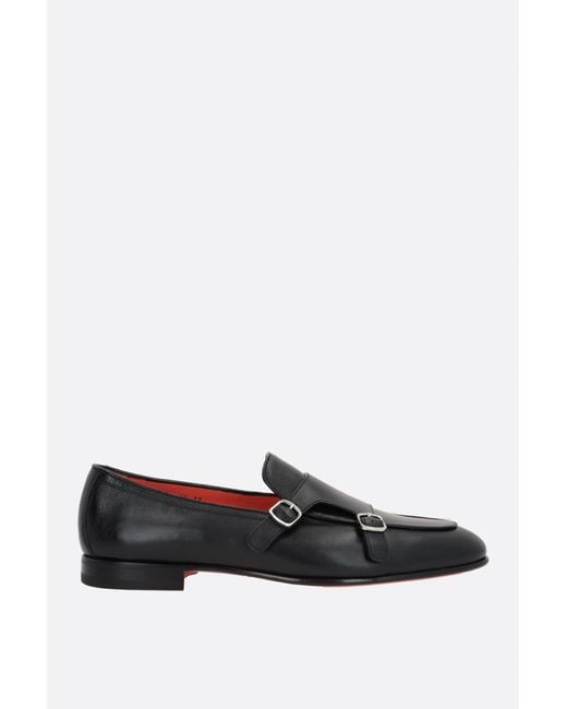 Santoni Black Flat Shoes for men