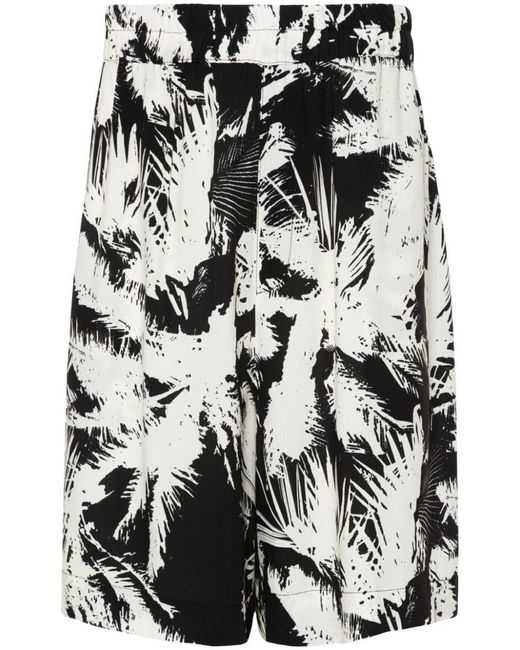 Laneus Black Abstract Print Bermuda Shorts for men
