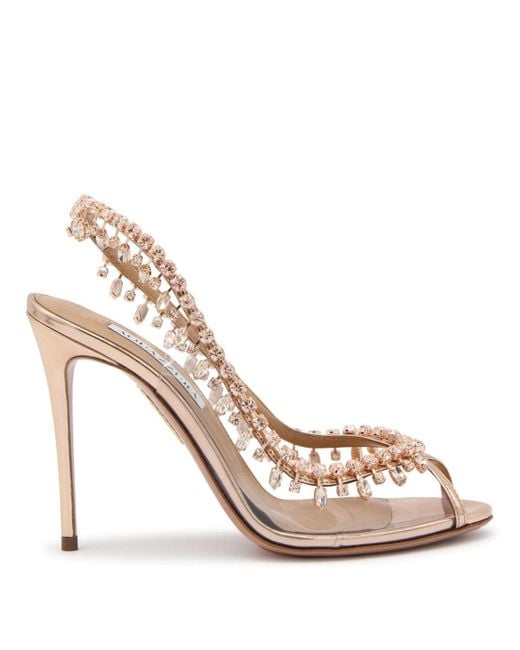 Aquazzura Metallic Rose-Tone Leather Temptation Sandals