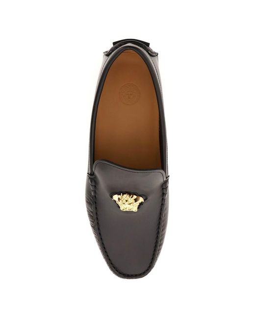 Versace Black La Medusa Leather Loafers for men