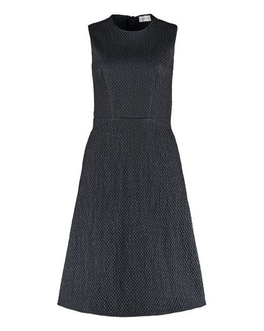 Moncler Black Midi Dress With Flared Hem