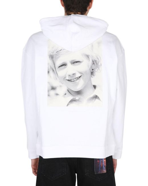 Raf Simons White Classic Hoodie With Drawstring For for men