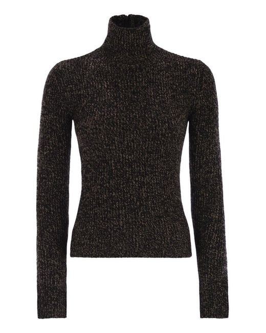 Max Mara Black Azulene1234 - Wool And Cashmere Mouliné Turtleneck Jumper