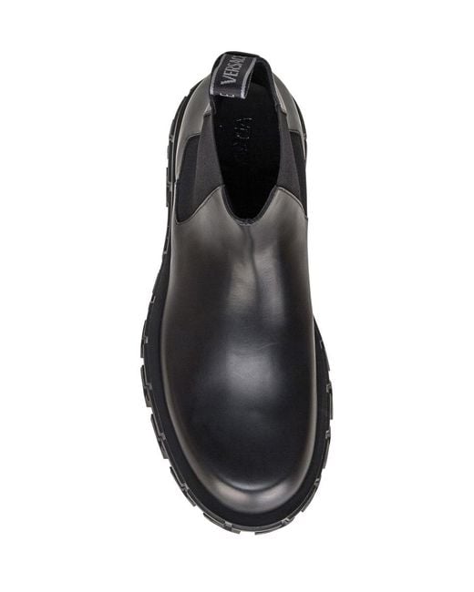 Versace Black Greca Ankle Boot for men