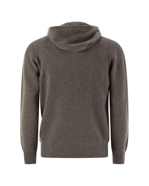 Tagliatore Gray Virgin Wool Sweater With Hood for men