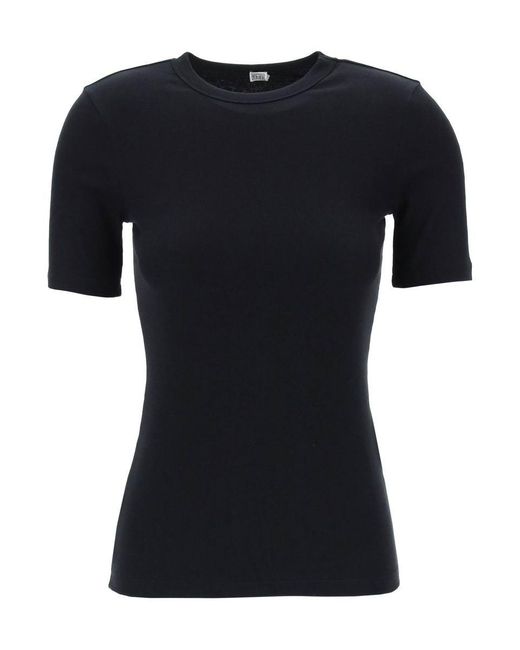 Totême  Black Toteme Ribbed Jersey T-Shirt For A
