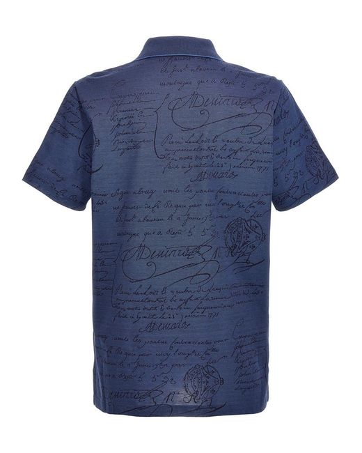 Berluti Blue 'Scritto' Polo Shirt for men